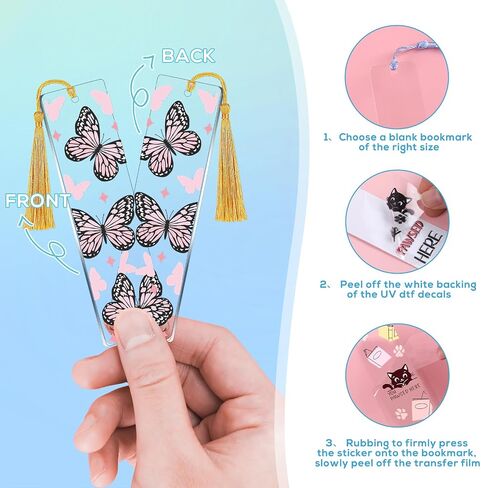 UV DTF Bookmark Stickers - 24 Sheets Animal UVDTF Decals for Acrylic Bookmarks Cute Sloth Cat Double-Sided Printing UV DTF Wraps Rub on Transfer Stickers for Book Lover DIY Blank Bookmarks in Saudi Arabia