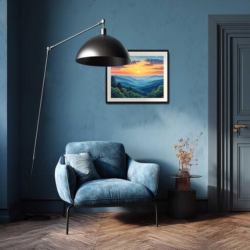 Great Smoky Mountains National Park Park حسب الرقم ، وطلاء جبال Smoky بواسطة مجموعات الأرقام ، واللوحات الجبلية سهلة DIY Canvas Decor Home Wall - Sunset Mountain Trees Landscape (16 × 20 بوصة) in Kuwait