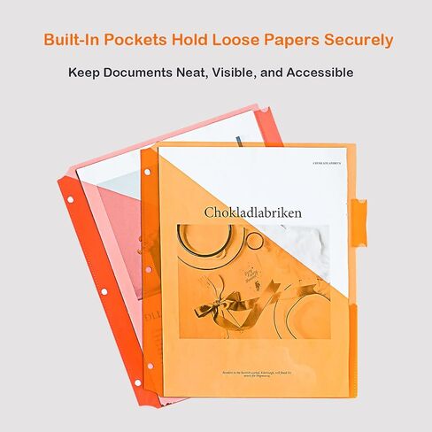 Seashell 15 Pack Binder Dividers with Two Pockets, Poly Index Dividers with 5 Insertable Tab, 3 Hole Plastic Binder Sleeves Works with Sheet Protectors, Multicolor, Letter Size, 3 Sets in Kuwait
