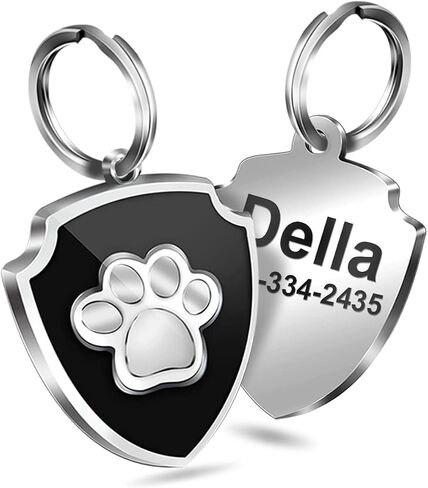 Personalized Dog Tag Custom Shield Stainless Steel ID Tag Paw Print Laser Engrave Name Number Address Unique Gift Supplies for Pets (Blue) in Saudi Arabia