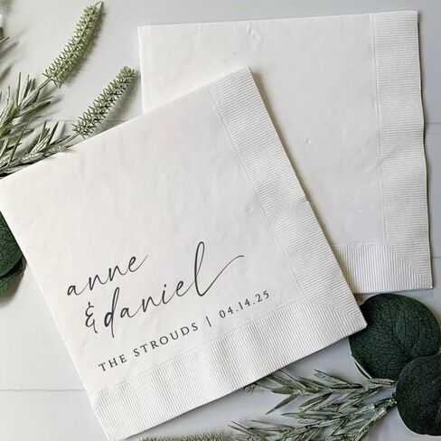Personalized Wedding Napkins, Mr And Mrs Monogrammed Napkins, Wedding Favors For Reception, Bridal Shower Engagement Party, Party Decors Essential, Beverage Luncheon Cocktail Napkin Style 1 in Saudi Arabia
