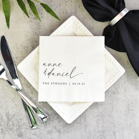 Personalized Wedding Napkins, Mr And Mrs Monogrammed Napkins, Wedding Favors For Reception, Bridal Shower Engagement Party, Party Decors Essential, Beverage Luncheon Cocktail Napkin Style 1 in Saudi Arabia