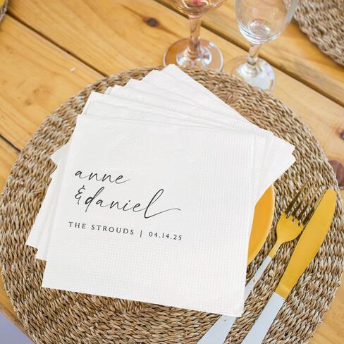Personalized Wedding Napkins, Mr And Mrs Monogrammed Napkins, Wedding Favors For Reception, Bridal Shower Engagement Party, Party Decors Essential, Beverage Luncheon Cocktail Napkin Style 1 in Saudi Arabia