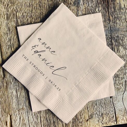 Personalized Wedding Napkins, Mr And Mrs Monogrammed Napkins, Wedding Favors For Reception, Bridal Shower Engagement Party, Party Decors Essential, Beverage Luncheon Cocktail Napkin Style 1 in Saudi Arabia