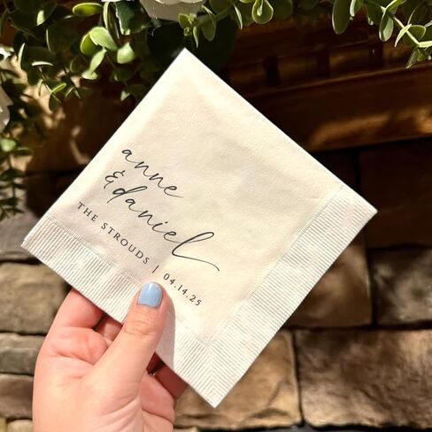 Personalized Wedding Napkins, Mr And Mrs Monogrammed Napkins, Wedding Favors For Reception, Bridal Shower Engagement Party, Party Decors Essential, Beverage Luncheon Cocktail Napkin Style 1 in Saudi Arabia