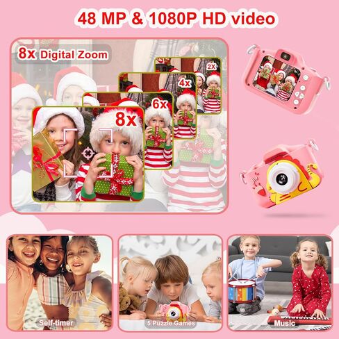 Kids Camera Toy, 64GB Digital Camera for Kids, Dinosaurs Birthday Gifts for Boys Age 3-12, 1080P HD Video Camera for Toddler, Children Toys for 3 4 5 6 7 8 9 Year Old Boys in Saudi Arabia