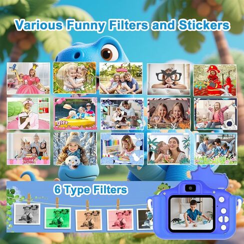 Kids Camera Toy, 64GB Digital Camera for Kids, Dinosaurs Birthday Gifts for Boys Age 3-12, 1080P HD Video Camera for Toddler, Children Toys for 3 4 5 6 7 8 9 Year Old Boys in Saudi Arabia