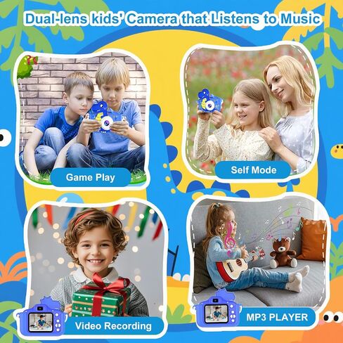 Kids Camera Toy, 64GB Digital Camera for Kids, Dinosaurs Birthday Gifts for Boys Age 3-12, 1080P HD Video Camera for Toddler, Children Toys for 3 4 5 6 7 8 9 Year Old Boys in Saudi Arabia