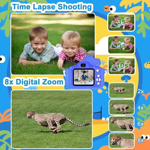Kids Camera Toy, 64GB Digital Camera for Kids, Dinosaurs Birthday Gifts for Boys Age 3-12, 1080P HD Video Camera for Toddler, Children Toys for 3 4 5 6 7 8 9 Year Old Boys in Saudi Arabia