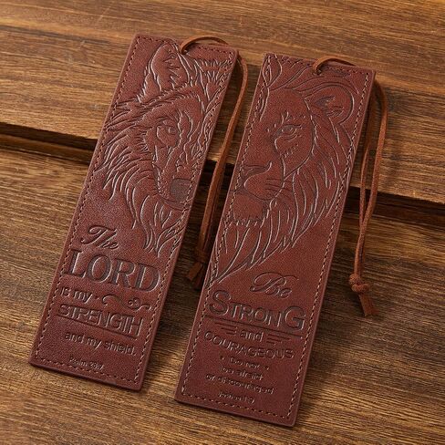 2 PCS Wolf Lion Leather Bible Labmark ، هدايا مرجعية مسيحية للرجال علامات كتاب لقراءة الرجال (براون) in Kuwait