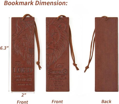 2 PCS Wolf Lion Leather Bible Labmark ، هدايا مرجعية مسيحية للرجال علامات كتاب لقراءة الرجال (براون) in Kuwait