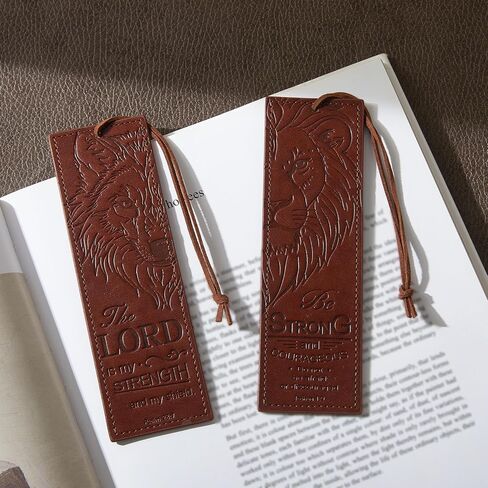 2 PCS Wolf Lion Leather Bible Labmark ، هدايا مرجعية مسيحية للرجال علامات كتاب لقراءة الرجال (براون) in Kuwait