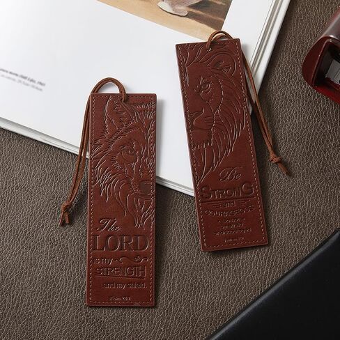 2 PCS Wolf Lion Leather Bible Labmark ، هدايا مرجعية مسيحية للرجال علامات كتاب لقراءة الرجال (براون) in Kuwait