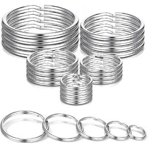 80 Pcs Split Key Ring Heavy Duty O-Ring Assorted Multi Size Dog Tag Ring Metal O Rings Round Small Key Chain Silver Open Jump Rings for Keychains Crafts Car Keys Pet Collars DIY Projects