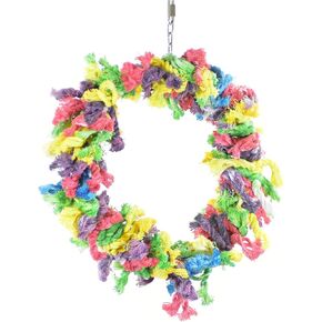 Featherland Paradise Cotton Snuggle Ring Bird Toy, Bird Perch, Large Bird Toys, for Parrots, Cockatoos, Macaws, Large Birds