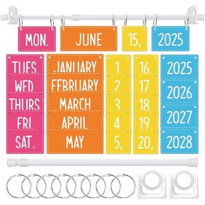Flip Calendar for Classroom, Calendar Bulletin Board Set Includes 54 Date Cards & Adjustable Holder for Classroom Decor, Back to School & Home Teacher Supplies, Years 2025-2028