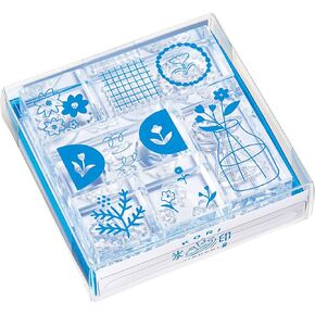 King Jim CLSS-003 Transparent Stamp Ice Mark, Set of 6, Flower Set