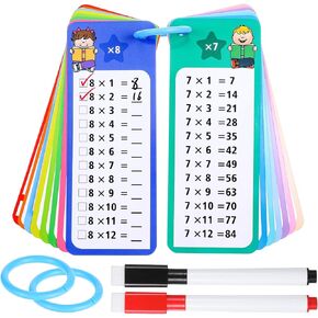 Multiplication Flash Cards, 0-12 Learning Tool for Children, 15 Pcs Math Flash Cards for 1st to 3rd Grades Multiplication Game, Self-Check Multiplications Chart, Classroom Home Learning Aids
