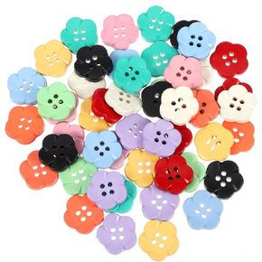 Flower Buttons, 50PCS Bulk Colorful Buttons 4 Holes Flowers Sewing Button Decorative Button Assorted Colorful Buckle for Sewing Crafts Clothes Decorations