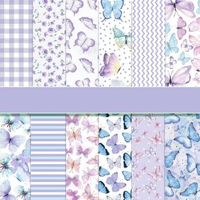 24pcs Scrapbooking Paper Pad, Junk Journaling Craft Paper, Assorted Butterfly Pattern Cutting Dies Background Art Origami Cardstock Paper, Single-Sided DIY Decorative Cardmaking (Butterfly)