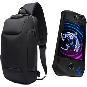 Shockproof Protective Crossbody Shoulder Chest Backpack Travel Home Storage Bag Carrying Case Compatible with MSI Claw A1M 7 Inch/MSI Claw 8 Ai+(Black)