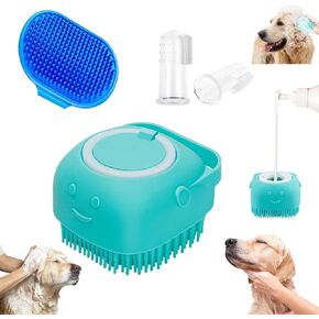 3PCS Dog Bath Brush,Dog Shampoo Brush,Dog Scrubber for Bath,Dog Shower＆Washing Brush with Adjustable Ring Handle for Short and Long Hair