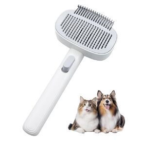 2-in-1 Self Cleaning Shedding Brush & Dematting Comb for Long Haired Cats and Dogs, Pet Grooming Deshedding Brush for Dog and Cat Removes Loose Fur & Tangles