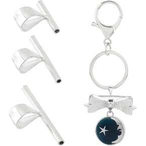 SUPERFINDINGS 3 Sizes Pin to Pendant Converter Brooch to Necklace Converter Silver Brooch Conversion with 1PC Suede Fabric Square Silver Polishing Cloth for Changing Brooches to Pendants
