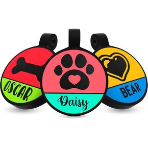 Dog Tags Engraved for Pets, Deep Engraved Silicone, Double Sided, Neved Fades Personalized ID Tags w/Name, Icon & Font - 12 Color Options, No More Jingling, Custom Pet Name Tags - Hexagon