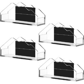 4 Pcs Magnetic Business Card Holder for Wall Desk Acrylic Clear Business Cards Display Stand Organizer Fridge Door Desktop for Home Office Store