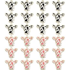 24 Pcs Cute Cow Charms, Colorful Alloy Animal Charms for Women Jewelry Making Charms Bracelet Chain DIY