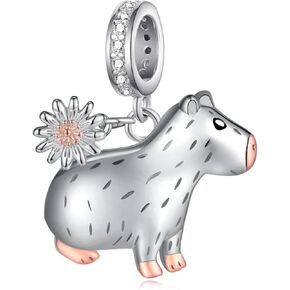 هدايا Capybara للنساء 925 سحر سيلف سيلف سيلف كابيبارا للأساور اللطيفة سحر كابيبارا لصنع المجوهرات