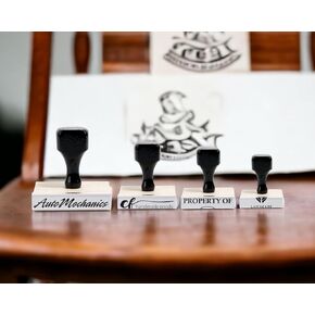 Custom Logo Stamp - Wood Handle Logo Stamp - Personalized Rubber Hand Stamp - Wooden Hand Stamp with Custom Logo - Multiple Size Options Available - Upload Your Own Logo (1 X 3)