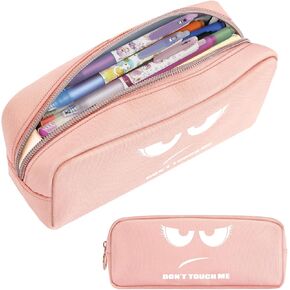 FINPAC Pencil Case, Large Capacity Pencil Pouch with Zipper, Coin Pouch Cosmetic Bag Bible Pencil Box Office Stationery, Black