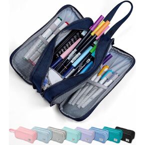 Pencil Case Pouch Box Bag School Supplies Girls Boys Kids, Cute Preppy Stuff Big Capacity Aesthetic Pen Organizer, Back to College Stationary, Black, Extra Large Style, 2300ml