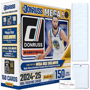 2024-25 Panini Donruss NBA Basketball Mega Box with 150 Cards + 6 Toploaders + Magnetic Holder + StreetCards Magnet!