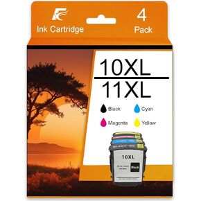 Compatible for HP 10XL 11XL Ink Cartridge, 10 11 XL Ink Cartridges Combo Pack for HP OfficeJet Pro K850 9100 9110 9120 9130, Business Inkjet 1000 1100 1200 cp1700 2230 2280 2300 Printers, (BK/C/M/Y)