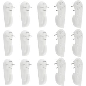 20Pcs Non-Trace Wall Picture Hooks, Invisible Plastic Traceless Nail Screws Powerful Concrete Hard Wall Drywall Non-Mark Clock Hooks for Photo Frame Hangers (M,1.6x0.75 Inch)