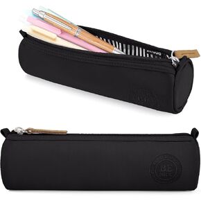 MAMUNU Pencil Case Pouch with Zipper, Cute Small Portable Pencil Case for Girls Boys Students Teen Adults, Multi-purpose Canvas Pen Pouch Bag Stationery Organizer for Office School Travel, Black