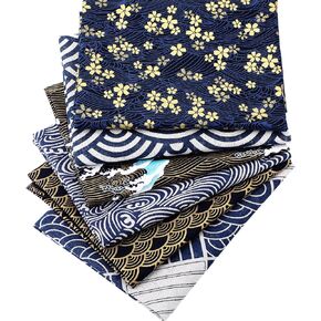 6 Pieces Japanese Fat Quarters Quilting Fabric Bundles 19.7 x 15.7 Inch, Japanese Sea Wave Fat Quarters, Quilting Sewing Fabric for Face Protectors Crafting Projects