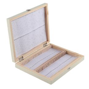 Glass Slide Storage, Wooden Slides Storage Box, Microscope Slides Storage Box with Lock Storage for Lab Glass Prepared Microscope Slides Storing Tool ﻿
