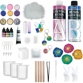 ArtSkills Epoxy Resin Kit for Beginners, Clear Craft Resin Art Kit with Silicone Molds, Alcohol Inks, Glitter, Mica Powder & Accessories, 41 pc