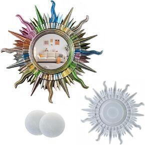 Mirror Resin Molds,Sun Mirror Silicone molds Decorative Mirror Epoxy Resin Mold for DIY Living Room Decoration Hotel Decoration Dressing Table Decoration Creative Decorations
