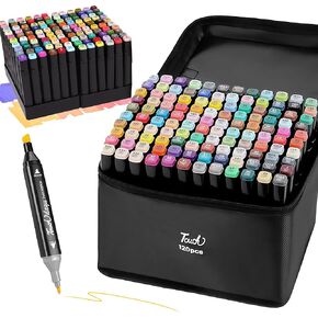 120 Colors Art Markers Set, Dual Tips Alcohol Based Drawing Markers for Sketch Adult Coloring Book, Art Supplies(Black Shell)