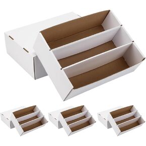 4 Pack Cardboard Storage Boxes Holds, 2340 Count White Cardboard Storage Boxes Trading Card Storage Box, Sorting Tray Trading Cards Boxes for Soccer Basketball Game Sports Cards