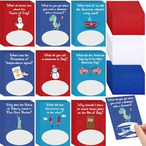 90 Pcs Patriotic Joke Scratch-off Cards with Red Blue White Envelope 4th of July 3 x 4 Inch Scratch Cards for Women Men Independence Day Patriotic Games Activities Supplies Favors Decorations