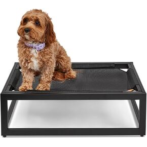 Fuzi Luxury Up Pup مرتفعة سرير الكلب ، سرير أليف داخلي ومرتفع في الهواء الطلق ، ومضغّة ومتينة ، تصميم تنفس للراحة والدعم ، COG COT متوسطة 32x24x8 بنية داكنة