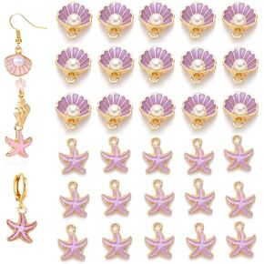 30Pcs Shell Starfish Charms for DIY Necklace Bracelet Earrings Jewelry Making