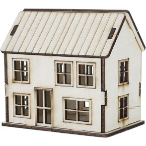 Kisangel DIY Miniature Wooden House, 3D Unfinished Village Villa Puzzle Model Kits Christmas Statue Kit Decor