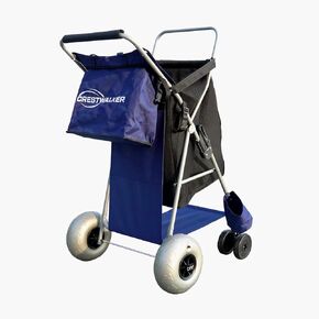 Beach Cart with 13‘’ Balloon Wheels, Holds 4 Folding Chairs, Collapsible Buggy with Big Wheels for Sand, Pump Included